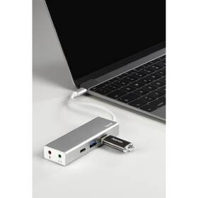 USB Hub Hama USB-C/2x USB, USB-C, Jack 3,5mm strieborný

 obrázok produktu 4 z 5