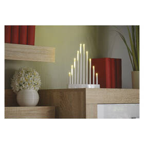 LED dekorácie EMOS 10 LED svietnik biely, 24,5 cm, 3x AA, vnútorná, teplá biela, časovač 

 obrázok produktu 1 z 3