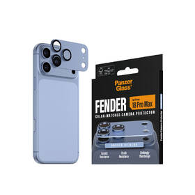 Tvrdené sklo PanzerGlass FENDER na Apple iPhone 18 Pro Max, ochranný hliníkový prvek fotoaparátu modré

 obrázok produktu 2 z 6