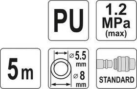 Vzduchová hadica YATO YT-24201 PU 5,5x8mm, 5m 

 obrázok produktu 2 z 2