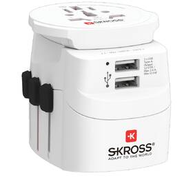 Cestovný adaptér SKROSS PRE Light USB World, UK+USA+Austrália/Čína, 2x USB-A, vr. adaptéra 

 obrázok produktu 3 z 11