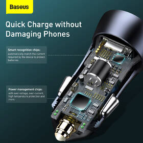 Adaptér do auta Baseus Golden Contactor Pre Dual USB+USB-C 40W s káblom USB/USB-C 1m sivý

 obrázok produktu 13 z 15