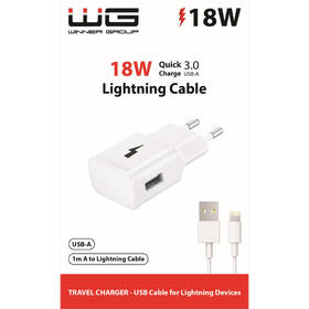 Nabíjačka do siete WG 1xUSB, QC 3.0 + Lightning kabel biela

 obrázok produktu 4 z 4