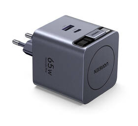 Nabíjačka do siete UGREEN GaN, 2×USB-C, USB, 45W, so zaťahovacím káblom sivá

 obrázok produktu 1 z 8