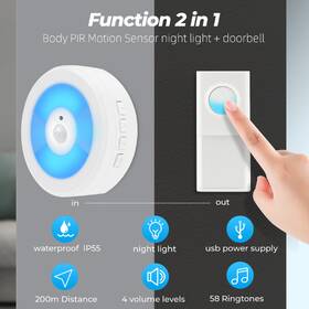 Zvonček bezdrôtový WG Wireless Door Bell/Blue Light biely

 obrázok produktu 4 z 4