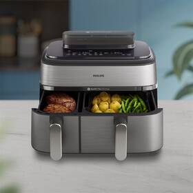 Fritéza teplovzdušná Philips Airfryer Dual Basket 5000 series 9 l, NA555/00 strieborná

 obrázok produktu 12 z 12
