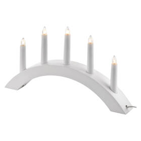 LED dekorácie EMOS svietnik na 5x žiarovku E10 drevený biely, oblúk, 20x38 cm, vnútorná, teplá biela 

 obrázok produktu 1 z 5