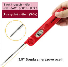 Teplomer do mäsa ThermoPro TP-03B červený

 obrázok produktu 3 z 6