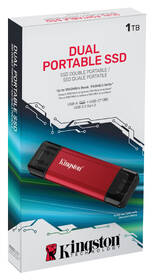 SSD externý Kingston Dual Portable 1TB, USB-A/C, USB 3.2 Gen 2 čierny/červený

 obrázok produktu 3 z 4