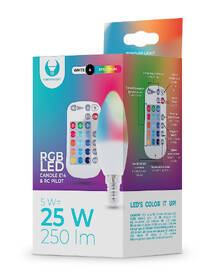 LED žiarovka Forever sviečka, E14 RGB 5W s diaľkovým ovládaním 

 obrázok produktu 2 z 2