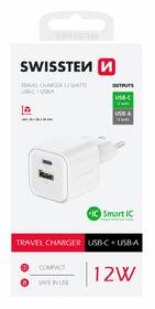 Nabíjačka do siete Swissten 12W 1x USB-C + 1x USB-A biela

 obrázok produktu 1 z 1