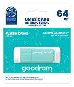 USB flashdisk Goodram UME3 CARE 64GB USB 3.0 tyrkysový

 obrázok produktu 3 z 3