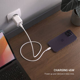 Nabíjačka do siete FIXED GaN Mini s USB-C, USB, 45W biely

 obrázok produktu 6 z 8