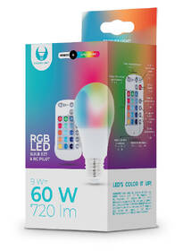 LED žiarovka Forever klasik, E27 RGB 9W s diaľkovým ovládaním 

 obrázok produktu 2 z 2