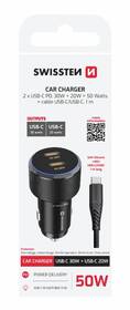Adaptér do auta Swissten 2x USB-C PD, 50W + USB-C kábel 1m čierny

 obrázok produktu 3 z 3