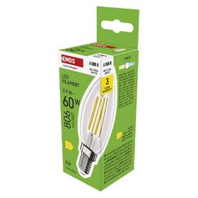 LED žiarovka EMOS Filament sviečka, 5,9 W, 806lm, E14, neutrálna biela 

 obrázok produktu 2 z 3