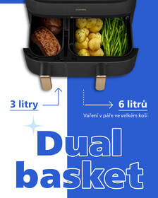Fritéza teplovzdušná Philips Airfryer dual basket s parou 9 l NA552/00 čierna

 obrázok produktu 6 z 12