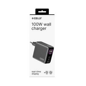 Nabíjačka do siete Celly 2x USB-C/USB-A, GaN, 100 W, s LCD displejom čierny

 obrázok produktu 4 z 5