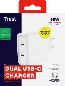 Nabíjačka do siete Trust MAXO 65W 2-Port GaN, USB-C biely

 obrázok produktu 6 z 13