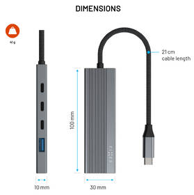 USB Hub FIXED USB-C HUB Core 5-port, 100W, PD 3.0 sivý

 obrázok produktu 1 z 6
