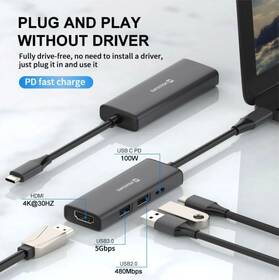 USB Hub Swissten 4-in-1 USB-C PD 100W čierny

 obrázok produktu 1 z 5