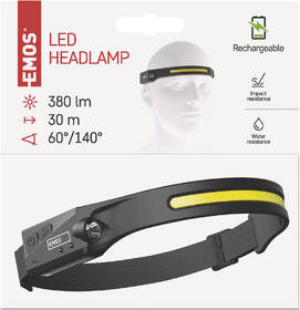 Čelovka EMOS COB LED nabíjací, 380 lm, 30 m, Li-Pol 1200 mAh čierna

 obrázok produktu 15 z 16