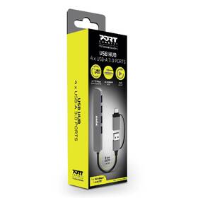 USB Hub PORT CONNECT USB-A/USB-C, 4x USB 3.0 strieborný

 obrázok produktu 4 z 7