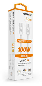 Kábel Aligator Power 100W, USB-C/USB-C, 5A, 2,5m biely

 obrázok produktu 1 z 1