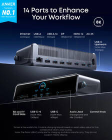 Dokovacia stanica Anker Prime 14-in-1, Triple Display, DisplayLink, PD 140 W sivá

 obrázok produktu 1 z 7