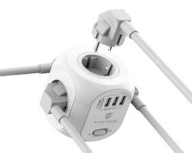 Kábel predlžovací Viking AC CUBE 4x zásuvka, 3x USB, 1x USB-C, 1,8 m biely

 obrázok produktu 2 z 6