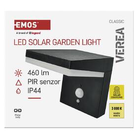 Nástenné svietidlo EMOS ZGK044S, IP44, PIR, solárne čierne

 obrázok produktu 4 z 9