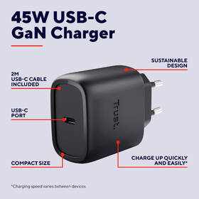 Nabíjačka do siete Trust MAXO 45W GaN, USB-C čierny

 obrázok produktu 9 z 14