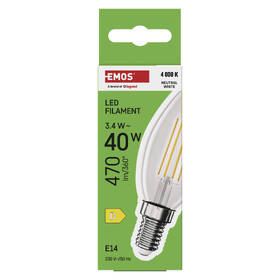 LED žiarovka EMOS Filament sviečka, 3,4 W, E14, neutrálna biela 

 obrázok produktu 4 z 7