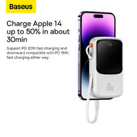 Powerbank Baseus Qpow Pro 10000mAh, 20W, s káblom Lightning biely

 obrázok produktu 12 z 17