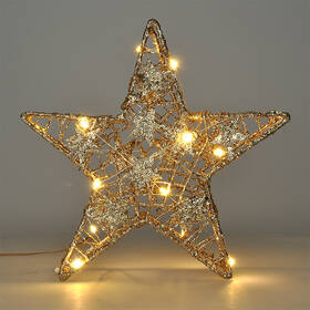 LED dekorácie Solight hviezda glitter, kovová, 14x LED, 2x AA - zlatá 

 obrázok produktu 1 z 4