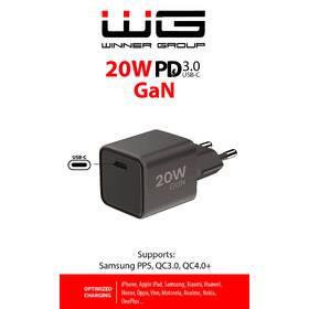 Nabíjačka do siete WG GaN, 1xUSB-C, PD 20W čierna

 obrázok produktu 1 z 2