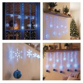 LED reťaz EMOS vánoční závěs – vločky, 160x95 cm, venkovní i vnitřní, studená bílá, časovač priehľadný

 obrázok produktu 6 z 6
