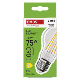 LED žiarovka EMOS Filament A60, 7,8 W, E27, neutrálna biela 

 obrázok produktu 4 z 7