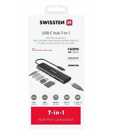 USB Hub Swissten 7-in-1 USB-C PD 100W čierny

 obrázok produktu 5 z 5