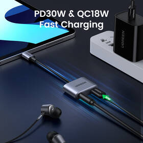 Redukcia UGREEN USB-C/USB-C PD + 3.5mm Jack sivá

 obrázok produktu 3 z 12