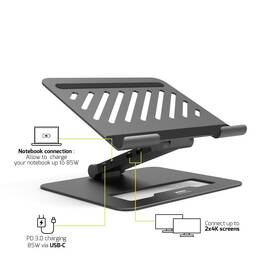 Dokovacia stanica PORT CONNECT 2v1 USB-C Notebook Stand, 2x4K čierna

 obrázok produktu 9 z 10