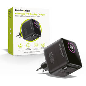 Nabíjačka do siete Mobile Origin Display Charger PW3 - 65W GaN USB-C/USB-A čierna

 obrázok produktu 12 z 12