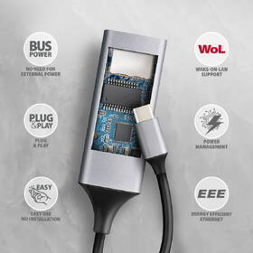 Sieťová karta Axagon USB-C 3.2 Gen 1 - Gigabit Ethernet sivá

 obrázok produktu 5 z 5