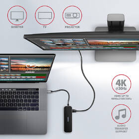 USB Hub Axagon USB 3.2 Gen 1 húb, 3x USB-A, HDMI 4k/60Hz, RJ-45 GLAN, PD 100W, kábel USB-C 20cm sivý

 obrázok produktu 3 z 7