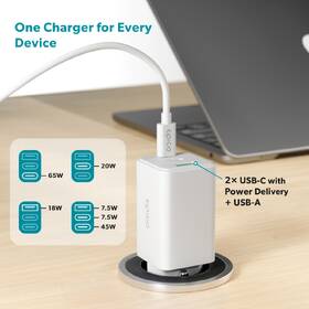Nabíjačka do siete Epico UltraBoost GaN 65W 1x USB-A/2x USB-C + kábel biela

 obrázok produktu 5 z 5
