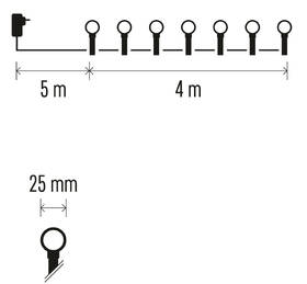 Vianočné osvetlenie EMOS 40 LED cherry reťaz - guličky 2,5 cm, 4 m, vonkajšia aj vnútorná, teplá biela, časovač 

 obrázok produktu 8 z 9