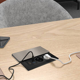 Zásuvkový modul Solight 2 zásuvky, HDMI, USB-A, USB-C, PD 20W, s posuvným krytom, 2 m strieborný

 obrázok produktu 4 z 6