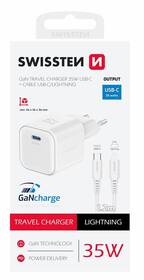 Nabíjačka do siete Swissten GAN 1x USB-C 35W PD + Dátový kábel USB-C/Lightning 1,2 M biela

 obrázok produktu 2 z 2