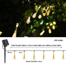 Svietidlo vonkajšie IMMAX LED solárna dekoračná reťaz DROP, 100xLED, IP65, teplá biela, 10m priehľadné

 obrázok produktu 2 z 6