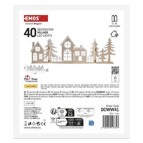 LED dekorácie EMOS drevená dedinka, 60 cm, 40LED, teplá biela, časovač 

 obrázok produktu 3 z 7